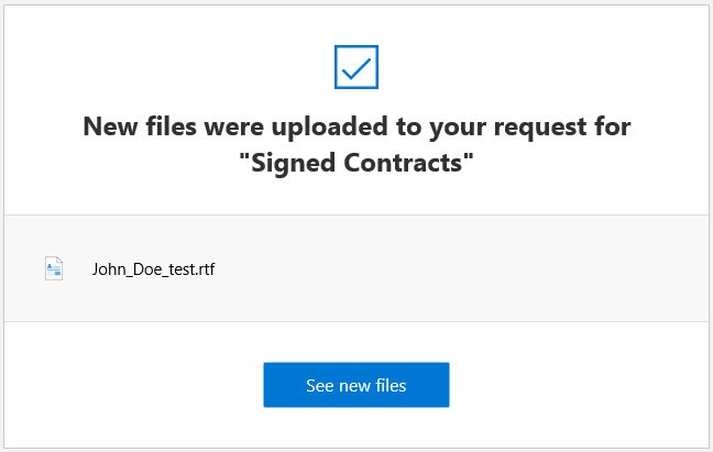 Confirmation email for uploaded files.