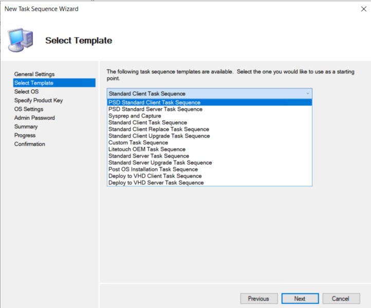 Choose PSD task sequence