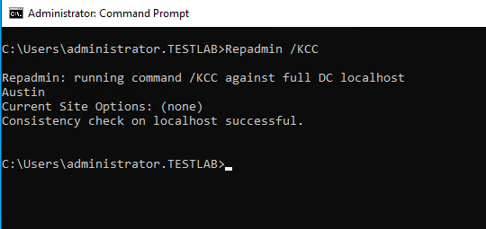 Run consistency check between domain controllers