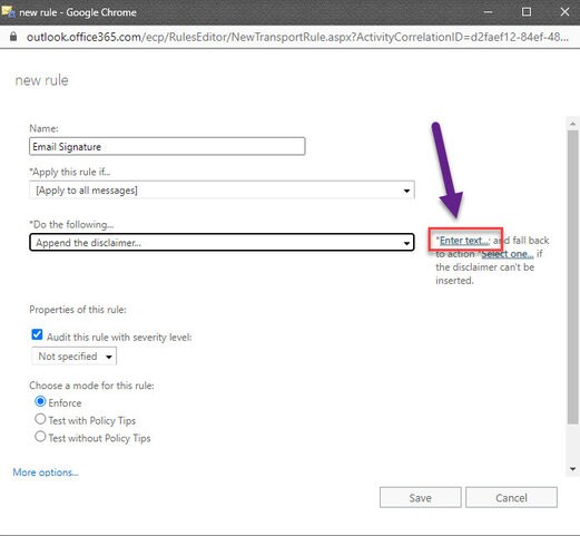 Office 365 Append Disclaimer