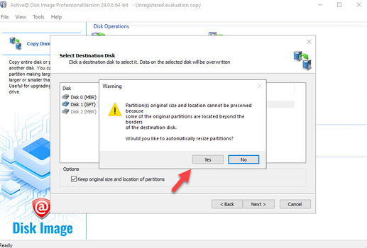 Choose yes to delete old partitions