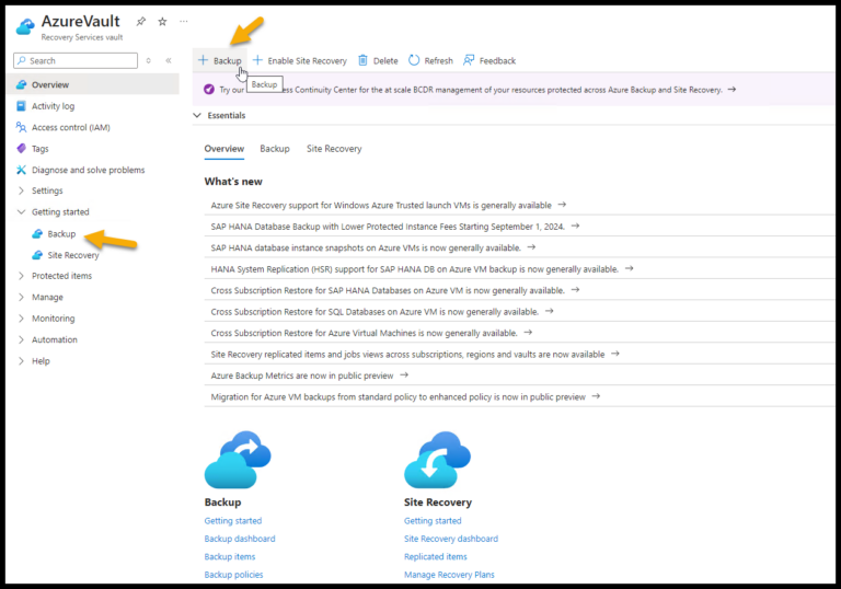 Choose backup to present option for software download